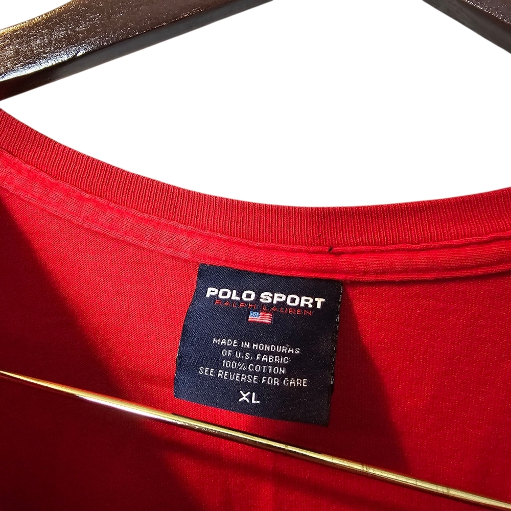 Vintage Polo Sport Ralph Lauren Red Long Sleeve Crewneck Graphic T-Shirt - Picture 5 of 6